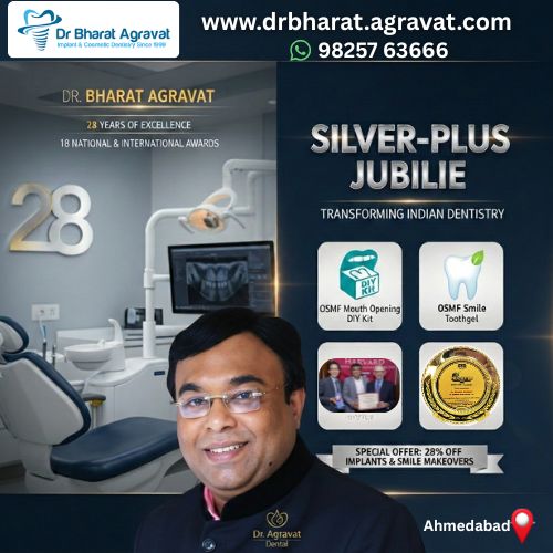 Best Dental Implant Surgeon Ahmedabad Dr. Bharat Agravat Celebrates “Silver-Plus Jubilee” Gujarat, India 500